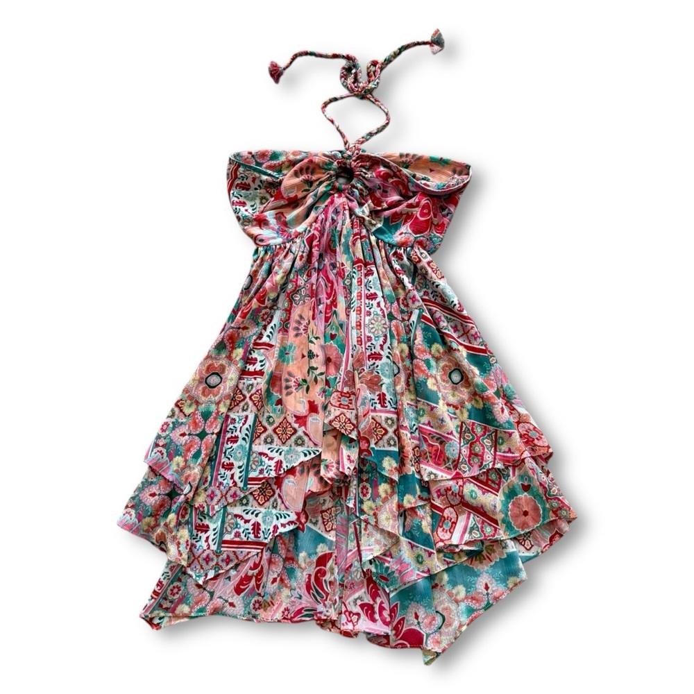 Misa Los Angeles Bernadetta Mini Dress Palazzo Tile Print NWT Size Large
